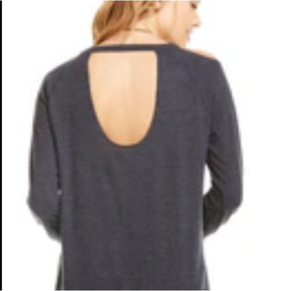VICTORIAS SECRET Embroidered Long Sleeves Open Back Crew Neck Grey Sweat…